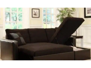 Caspian Furniture:_ New brown finish L shape sofa cum bed with storage