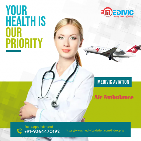 hire-air-ambulance-service-in-gorakhpur-by-medivic-with-comfortable-transport-big-0
