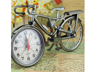 Eoie Bicycle Style Alarm Clock Glamorous Home Stand Quartz Clock for Home Bedroom Desk Decor